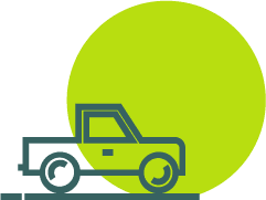 truck on road icon in front of green circle